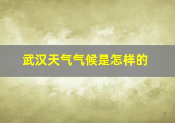 武汉天气气候是怎样的