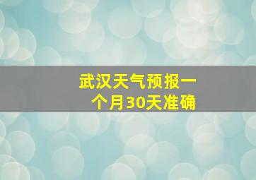 武汉天气预报一个月30天准确