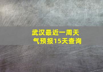 武汉最近一周天气预报15天查询