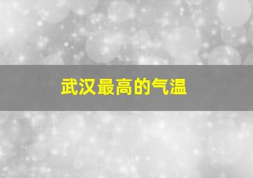 武汉最高的气温