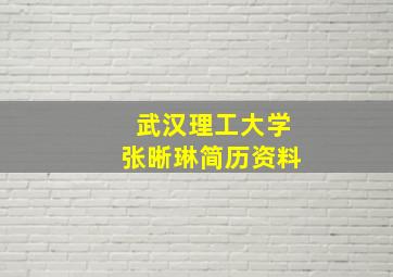 武汉理工大学张晰琳简历资料