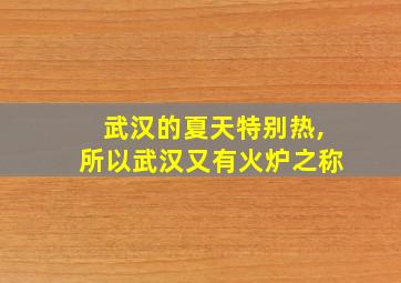 武汉的夏天特别热,所以武汉又有火炉之称