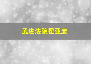 武进法院翟亚波