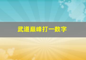 武道巅峰打一数字