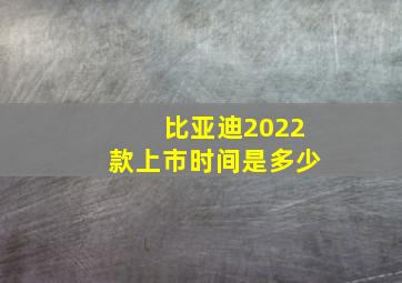 比亚迪2022款上市时间是多少