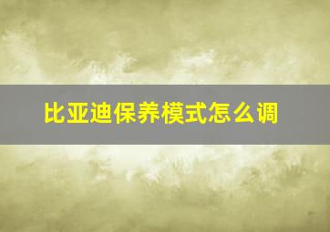 比亚迪保养模式怎么调