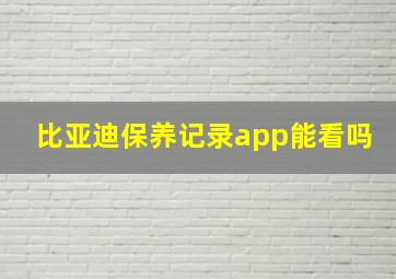 比亚迪保养记录app能看吗