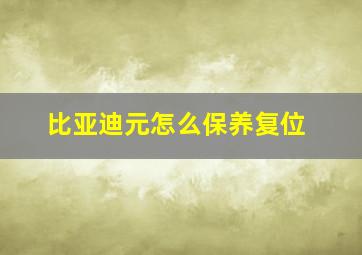 比亚迪元怎么保养复位