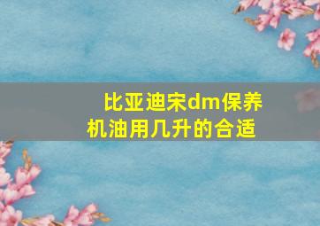 比亚迪宋dm保养机油用几升的合适