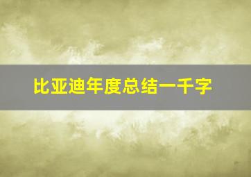 比亚迪年度总结一千字