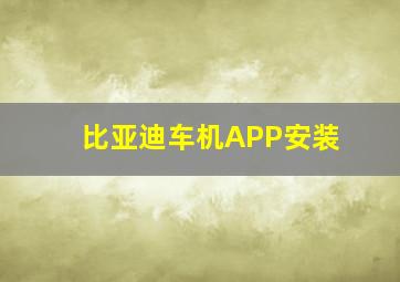 比亚迪车机APP安装