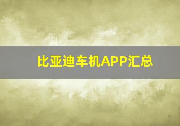 比亚迪车机APP汇总