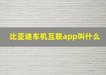 比亚迪车机互联app叫什么