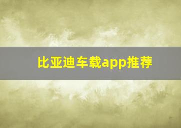 比亚迪车载app推荐