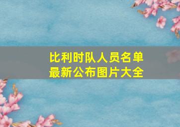 比利时队人员名单最新公布图片大全