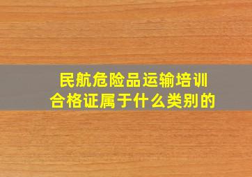 民航危险品运输培训合格证属于什么类别的