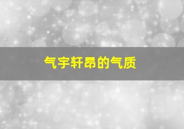 气宇轩昂的气质