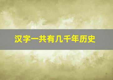 汉字一共有几千年历史