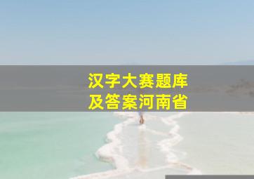 汉字大赛题库及答案河南省