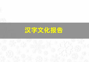 汉字文化报告