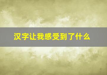 汉字让我感受到了什么