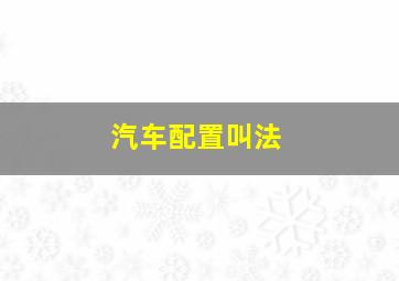 汽车配置叫法