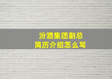 汾酒集团副总简历介绍怎么写