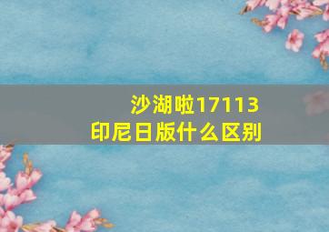 沙湖啦17113印尼日版什么区别