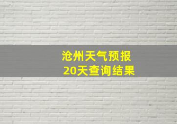 沧州天气预报20天查询结果