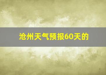 沧州天气预报60天的