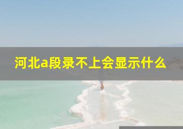 河北a段录不上会显示什么