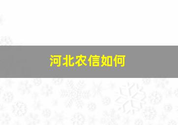 河北农信如何