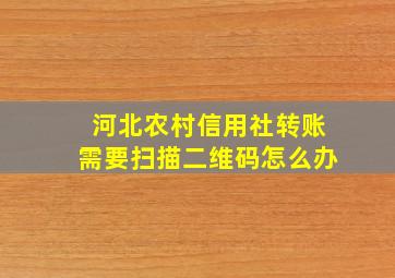 河北农村信用社转账需要扫描二维码怎么办