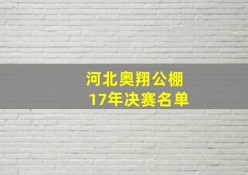 河北奥翔公棚17年决赛名单