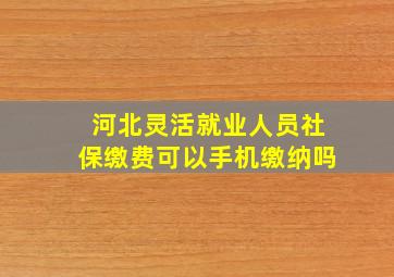 河北灵活就业人员社保缴费可以手机缴纳吗