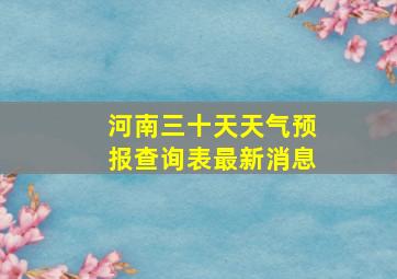 河南三十天天气预报查询表最新消息