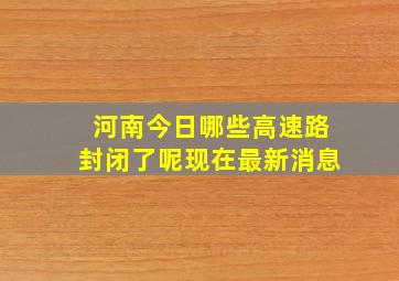 河南今日哪些高速路封闭了呢现在最新消息