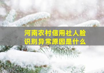 河南农村信用社人脸识别异常原因是什么