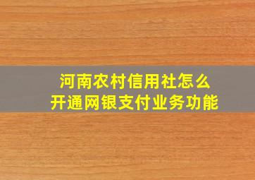 河南农村信用社怎么开通网银支付业务功能