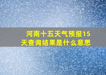 河南十五天气预报15天查询结果是什么意思