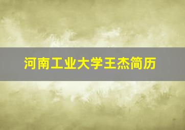 河南工业大学王杰简历