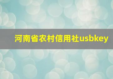 河南省农村信用社usbkey