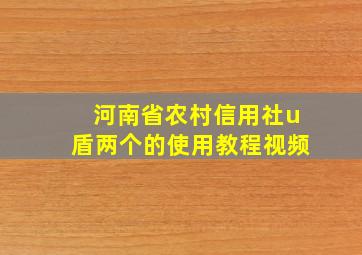 河南省农村信用社u盾两个的使用教程视频