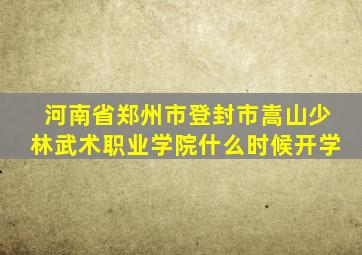 河南省郑州市登封市嵩山少林武术职业学院什么时候开学