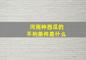 河南种西瓜的不利条件是什么