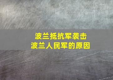 波兰抵抗军袭击波兰人民军的原因