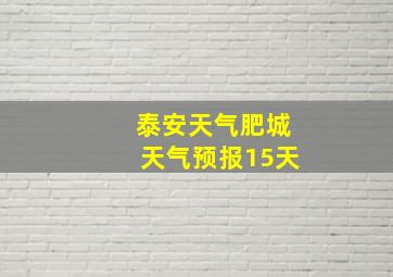 泰安天气肥城天气预报15天