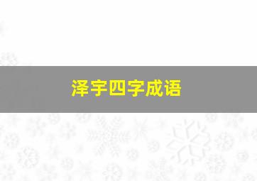 泽宇四字成语