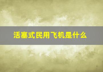 活塞式民用飞机是什么