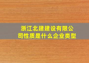 浙江北建建设有限公司性质是什么企业类型